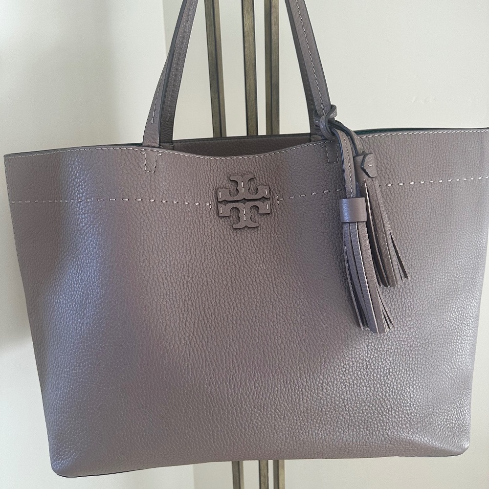 Tory Burch McGraw Taupe Leather Tote